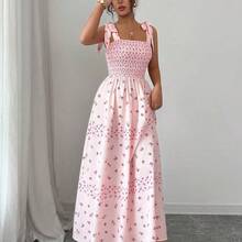 Raffinéa Women's Elegant Floral Print Vacation Dress, Summer Floral Dress Women Pink Dress - Rosa - Ver 5