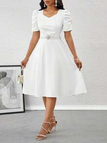 Women Midi Dresses - White - View 3