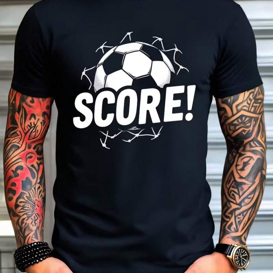 Printed T-Shirt For Men And Women - 黑色 - 查看 1