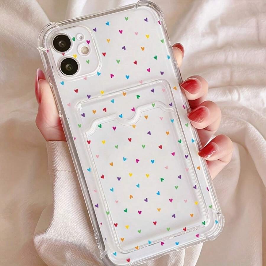 Transparent Card Slot Phone Case, Compatible With Iphone, Galaxy, Honor, And Other Models, Transparent Wallet-Style Silicone Back Cover, Shock-Proof, Waterproof, Anti-Fall, Scratch-Resistant - Multicolor - View 1