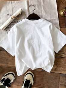 Camiseta de Mujer de Manga Corta con Cuello Redondo y Estampado de Letras Casual, Estilo Nueva York, Ajustada, Mezcla de Algodón, Ideal para el Verano, Colección Regreso a Clases - Blanco - Ver 4
