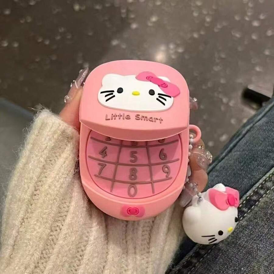 SANRIO Ốp bảo vệ tai nghe Bluetooth không dây KT hình mèo KT 3D dễ thương, kiểu dáng retro, tương thích với Pro 3, 1/2, chất liệu silicon, phù hợp với thế hệ thứ 4, thích hợp cho nữ. - Màu Hồng baby - Xem 1