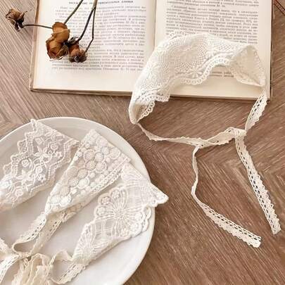 Diadema elástica con flores de encaje blanco, accesorio de cabello dulce para mujeres para fijar el cabello, adecuado para salidas y sesiones de fotos