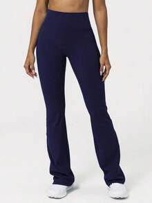 2026 Sodalemon Women's Black Slim Fit Flared Yoga Sweatpants For Spring - 海軍藍 - 查看 4
