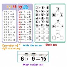 0-12 Math Addition Subtraction Multiplication Division Children's Math Flash Cards, 2 Pens And 1 Ring (Random Color), Reusable Erasable Math Flash Cards, Montessori, Educational Game, Boys And Girls Educational Toy, Learning Education, Kindergarten, Home Education, Ideal Choice For Learning Math, Gift For Kids - Multicolor - View 3
