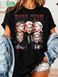 Christopher BangChan T-Shirt, BangChan T-Shirt, T-Shirt , SKZ In Domin Ate Tour T-Shirt, Unisex Vintage T-Shirt - Black - View 1