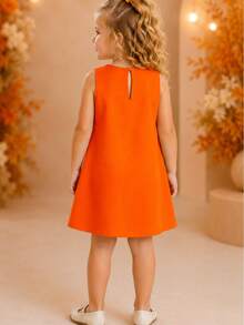 Children's Dress Blogger Elegant Charming Girl Details In Bows On The Sides Fashion Look Light Perfect Comfortable Sophisticated Party Outing Gift Usual Fashion Comfortable Mini Diva Loose  Delicate Versatile Practical Photo Shoot Fashion Skirt Flared - 橘色 - 查看 3