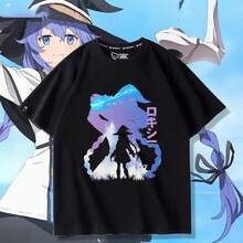 Camiseta de manga corta de Roxy de la marca de anime Jobless Reincarnation, ropa de verano para hombres y mujeres, moderna y transpirable. - Negro - Ver 4