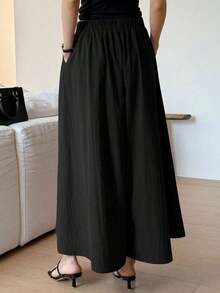 Pantalones anchos y cortos de unicolor elegantes y holgados para mujer, adecuados para el verano y el otoño - Albaricoque - Ver 8