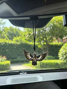 Car Hanging Ornament, Rearview Mirror Pendant, Black Crystal & Opal Wings Car Charm, Gothic Style Car Interior Decor, Premium Metal Accessory, Cool Car Accessory, Unique Driver Gift - A - View 7
