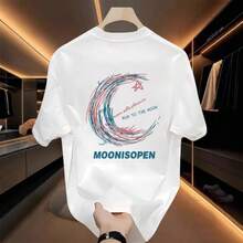 Camiseta de manga corta casual, holgada, unisex, de algodón puro, elegante y versátil, de la marca de moda para parejas de verano. 382X - 200 g de algodón puro - blanco - Ver 6