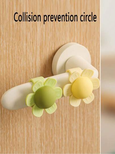 2pcs Cartoon Flower Door Knob Protector, Silicone Material Quiet Anti-Collision, Easy Installation