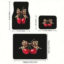 1 buah/4 buah Alas Lantai Mobil & Alas Bagasi, Alas Lantai Interior Mobil, Alas Pelindung Mobil, Bahan Poliester, Motif Leopard Ceri, Cocok Untuk Truk/Sedan/SUV - A - View 2