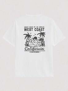 Camiseta de manga corta para hombre, estampada y de corte holgado. | Diseño exquisito | Elementos esenciales de verano | Fácil de combinar, resalta tu estilo, estilo americano vintage, unisex, ropa de verano de corte holgado – adecuada para uso diario y vacaciones de verano. 100% algodón. - Blanco - Ver 6