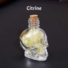 1个天然水晶骷髅许愿瓶，魔法能量疗愈石漂流瓶，内含原石，灵性占卜灵气礼物，母亲节送给妈妈 - 碎石骷髏頭能量瓶 - 查看 20