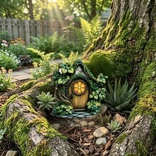 1/5pcs Dreamy Garden Wooden Fairy Gate, Enchanted Forest Elf Cottage, Suitable For Outdoor Patios, Tree Trunks And Fence Decorations, Garden Accessories. - Multicolor - View 4