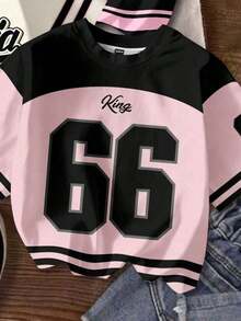 Set de 3 camisetas holgadas de manga corta con cuello redondo, estampado de letras y números, de estilo minimalista y casual, adecuadas para verano, Mundial, exterior, estilo callejero, chic, Y2K, vacaciones en la playa - Multicolor 6 - Ver 4