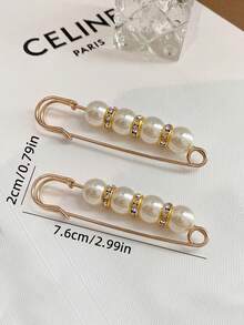 2pcs Pants Waist Cincher Clips, Anti-Exposure Brooch - Off-white 2pcs - View 5