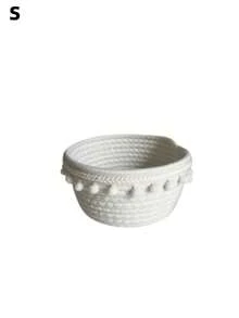 1/4pcs Large Capacity Round Lace Handmade Woven Storage Box, Suitable For Remote Controls, Cosmetics, Electronics, Home, Office, Living Room, Bedroom Decor - Multicolor - View 20