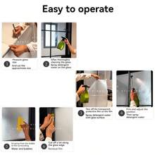 1 Roll Self-Adhesive Window Privacy Film - 9 Mil Thick Modern Design, Static Cling PVC Film, Suitable For Home Office Bedroom Living Room Decor, Easy To Clean Surface - Volume 1 - View 5
