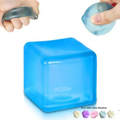 5cm(1.98") Medium Pocket-Sized Slow Rebound Ice Cube Stress Ball, Blue Squishy Fidget Toy For Anxiety & Stress Relief, Home Supplies For Adults