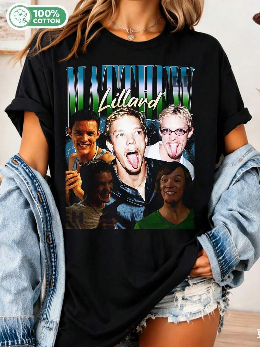 Limited Edition Vintage Matthew Lillard T-Shirt, 90s Retro # Unisex T-Shirt, Size 39 - Black - View 1