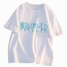 Camiseta de manga corta de Frieren at the Funeral con Himmel y Fern, ropa de anime de verano para adolescentes, corte holgado de verano. - Blanco - Ver 3