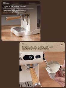AEOMJK Espresso Machine With Grinder, All-In-One Semi-Automatic Espresso Machine, Built-In Bean Grinder, Milk Frothing Steam Wand, Digital Display, Adjustable Grind Settings, Suitable For Espresso, Latte, Cappuccino, Americano, Home Coffee Machine For Kitchen, Office And Coffee Bar - Multicolor - View 10