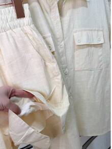 Women's Shirt And Shorts Set With Lining - Champagne - View 3