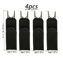 4pcs Tactical Metal Elastic Waist Belt, Adjustable Hook And Loop Strap, Unisex, Gift For Valentine's Day (Black) - No Lettering - View 7