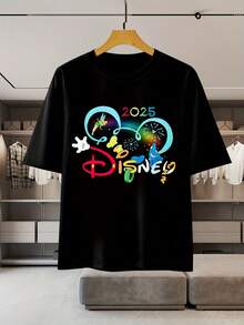 Graphic T-Shirt, 1 Piece, Casual, Breathable, Lightweight, Round Neck With Vibrant 2025 Design, Perfect For Summer Outings, Sports And Travel - Black - View 6