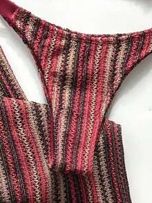 Swim Chiccia Conjunto de bikini a rayas sexy para mujer con pantalones, nueva llegada de trajes de baño para mujer 2026, adecuado para la escuela, vacaciones, citas, té de la tarde, estilo occidental, cruceros, playa, isla, viajes por carretera, todas las estaciones, festivales de música, vacaciones bohemias, vacaciones bohemias, otoño relajado, estilo occidental bohemio, blusas elegantes para mujer - Multicolor 19 - Ver 6