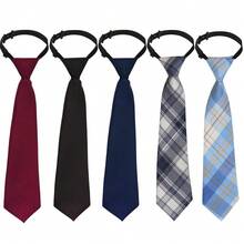 5pcs Boy's Necktie Pre-Tied Adjustable Neck Strap Tie For Wedding Graduation School Uniforms - Blue - View 8