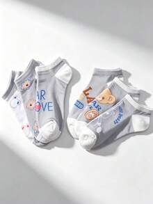 6 đôi tất thuyền miệng nông họa tiết gấu bông dễ thương, thoải mái, chống tuột và phù hợp sử dụng hàng ngày. - Nhiều màu - Xem 7