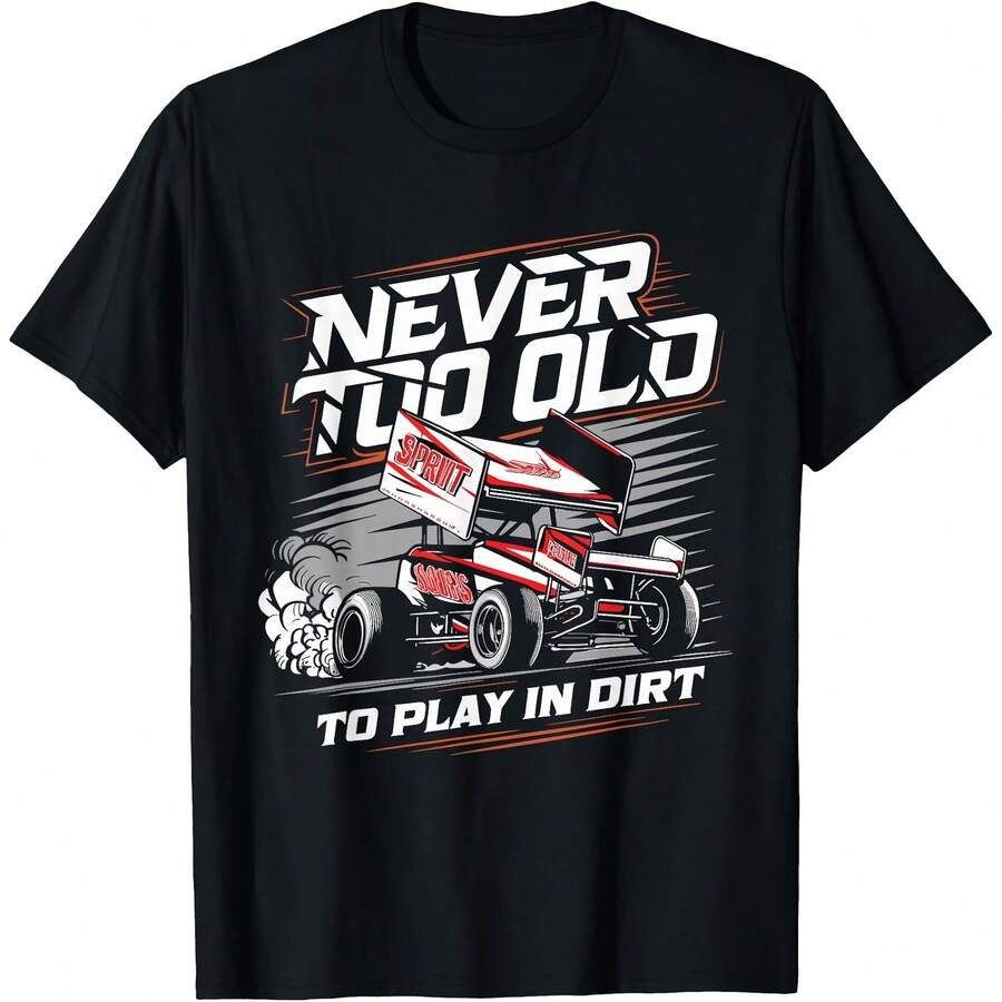 Sprint Car Driver Dirt Track Racing Racing Race Day Track T-Shirt - Black - View 1