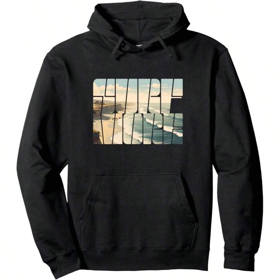 Surf More. Surfing California Ocean Waves. Surfers Pullover Hoodie - Adult Unisex Black - View 1