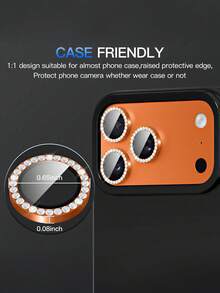 1pc - Holiday Accessory - 11-16 Pro Max Camera Lens Protector, Diamond Sparkling Camera Lens Protector | 9H Explosion-Proof Tempered Glass Metal Frame | 5D Panoramic Fit, Scratch-Resistant/Waterproof/Anti-Fingerprint | Suitable For Night Photography, Outdoor Adventure And Parties | Real Diamond Particles, 1000 Times Sparkling Effect | (Bright Orange) - Coral Orange - View 8
