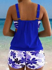 Swim Lushoire Set de 2 piezas - Tankini con tirantes finos para vacaciones en la playa - Multicolor 6 - Ver 2