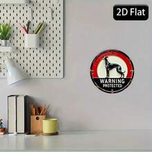 1pc 8 Inch Round Greyhound Warning Sign - Rustic Red & White 2D Flat Design, Durable Metal Wall Art, Suitable For Home, Garden, Office And Holiday Decor, Holiday Decor | Rustic Decor | Bold Graphics, Outdoor Decor (Random Hole Position) - A - View 4