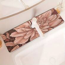 1pc Floral Pattern Faucet Cover, Durable Polyester, Quick Drying, Easy To Clean, Suitable For Kitchen And Bathroom, Easy Installation, Daily Decor, Gift, Bathroom Mat, Durable Faucet Cover, Faucet Accessory - Multicolor - View 1
