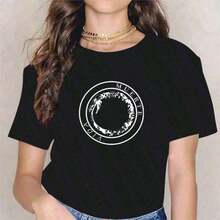 Women's T-Shirt With Colorful Butterfly And Petal Print For A Super Happy Summer, Fashionable Short Sleeve Round Neck T-Shirt, Cute Cartoon T-Shirt For Women, Women's Clothing - 灰色的 - 查看 6
