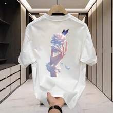 Camiseta de manga corta de estilo americano, cuello redondo, de algodón grueso, nuevo modelo unisex, marca de moda, camiseta básica estilo ins. X4KC - 250 g de algodón puro - blanco - Ver 7