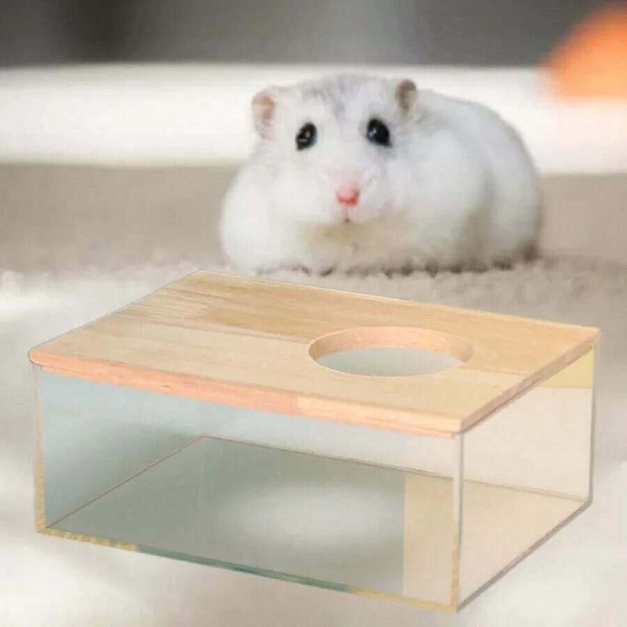 Nhà tắm cho chuột Hamster, hộp cát trong suốt cho chuột Hamster, bồn tắm, hộp tắm cho thú cưng nhỏ, phụ kiện trong suốt - Hình chữ nhật - Xem 1