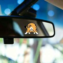 1 pieza Lindo adhesivo de carro de gato de dibujos animados al revés, adhesivo creativo de cubierta de arañazos para carro, motocicleta, portátil, cuaderno - Pegatinas de gatos al revés - Ver 2