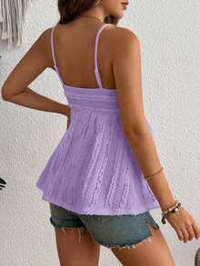 Women's Fashion Pleated Design Solid Color Lace Maternity Camisole - Purple - View 3