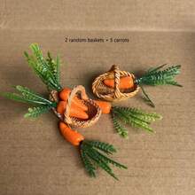 迷你胡蘿蔔仿真蔬菜迷你編織籃套組，仙女花園娃娃屋配件，秋季收穫裝飾 - A - 查看 4