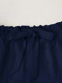 Conjunto de top de tirantes básico y pantalones de unicolor para mujeres, adecuado para uso diario - Azul marino - Ver 7