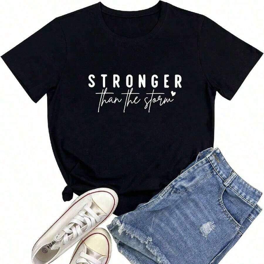 BLACKOO Women's Durable Graphic Tees, Cute Tees - 黑白 - 查看 1