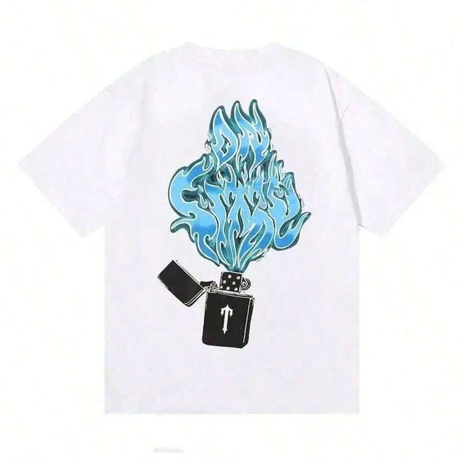 Cute Unisex Premium Casual T-Shirts, COOL SUMMER 2025, Luxury Short Sleeve T-Shirts For Men And Women, Soft Cotton Loose Fit Clothing, Novelty, Luxury Summer T-Shirt For Men With Graphic Print - 白色 2 - 查看 1