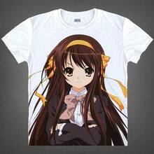 Camiseta de manga corta transpirable unisex con cuello redondo de anime 2D de Haruhi Suzumiya's Melancholy SOS - Negro - Ver 6